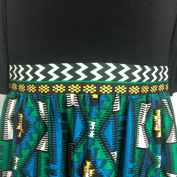 PHOEBE COUTURE SILK geometric Aztec dress Sz 6 - Picture 3 of 9